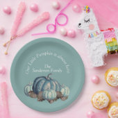 Blauw pompoen Baby shower Papieren Bordje (Feest)