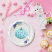 Blauw pompoen Baby shower Papieren Bordje (Feest)