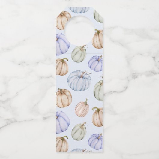 Blauw pompoen Baby shower Pop het Flessenhanger (Achterkant)