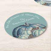 Blauw pompoen Baby shower Ronde Kartonnen Onderzetter (Gebogen)