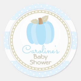 Blauw pompoen Baby shower ronde Sticker