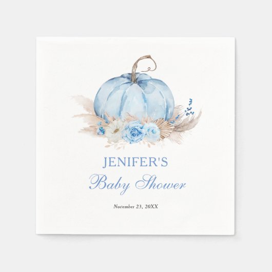 Blauw pompoen Baby shower Servet (Voorkant)