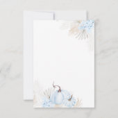 Blauw pompoen Boho Bloemen Jongen Baby shower Bedankkaart (Achterkant)