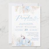 Blauw pompoen boog boho bloemenjongen Baby shower Kaart (Voorkant)