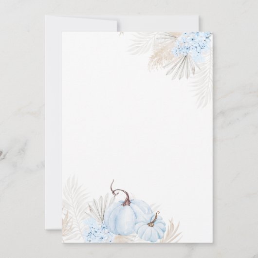 Blauw pompoen boog boho bloemenjongen Baby shower Kaart (Achterkant)