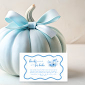 Blauw Pompoen Bow Boy Baby shower Boek Informatiekaartje