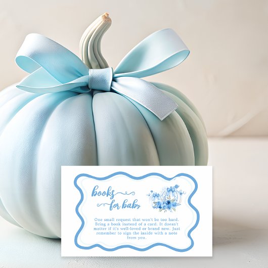 Blauw Pompoen Bow Boy Baby shower Boek Informatiekaartje