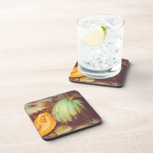  blauw pompoen erfstuk herfst schilderij rustiek bier onderzetter (Rechterzijde)