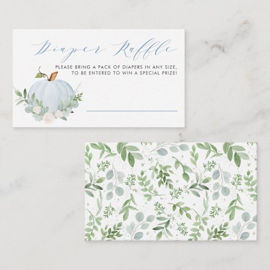 Blauw Pompoen Herfst Baby shower Luier Raffle Game Informatiekaartje (Voorkant / Achterkant)