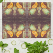  blauw pompoen met heirloom herfst schilderij theedoek (Gevouwen)