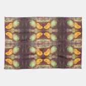 blauw pompoen met heirloom herfst schilderij theedoek (Horizontaal)