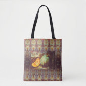 blauw pompoen met heirloom herfst schilderij tote bag (Voorkant)