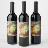 blauw pompoen met heirloom herfst schilderij wijn etiket (Flessen)