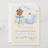 Blauw pompoen Patch Birdhouse Boy Baby shower Kaart (Voorkant)
