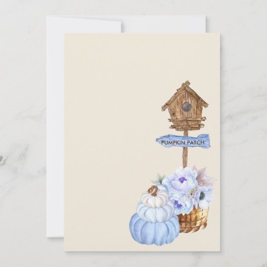 Blauw pompoen Patch Birdhouse Boy Baby shower Kaart (Achterkant)