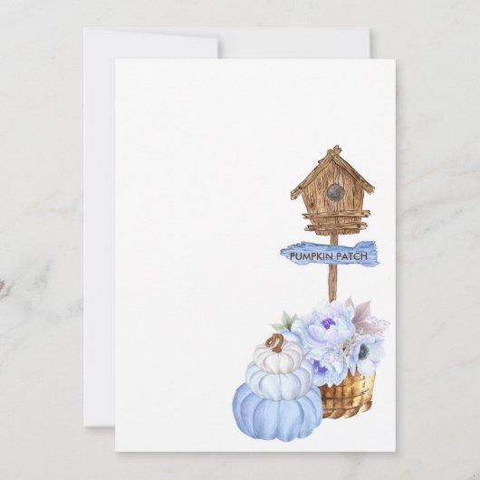 Blauw pompoen Patch Birdhouse Boy Baby shower Kaart (Achterkant)