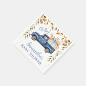 Blauw Pompoen Truck Baby shower Papier Servet (Hoek)