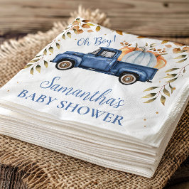 Blauw Pompoen Truck Baby shower Papier Servet
