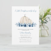 Blauw pompoen tweetalig Spaans Engels Baby shower Kaart (Staand voorkant)