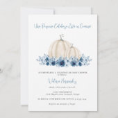 Blauw pompoen tweetalig Spaans Engels Baby shower Kaart (Achterkant)