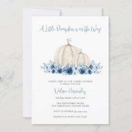 Blauw pompoen tweetalig Spaans Engels Baby shower Kaart