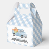 Blauw pompoen vrachtwagen Gingham Boy Baby shower Bedankdoosjes (Voorkant)