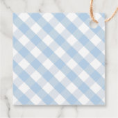 Blauw pompoen vrachtwagen Gingham Boy Baby shower Bedankjes Labels (Achterkant)