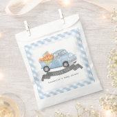 Blauw pompoen vrachtwagen Gingham Boy Baby shower Bedankzakje (Geknipt)
