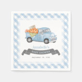 Blauw pompoen vrachtwagen Gingham Boy Baby shower Servet (Voorkant)