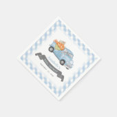 Blauw pompoen vrachtwagen Gingham Boy Baby shower Servet (Hoek)