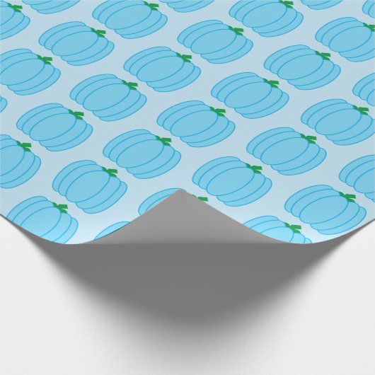 Blauw pompoenpapier cadeaupapier (Hoek)