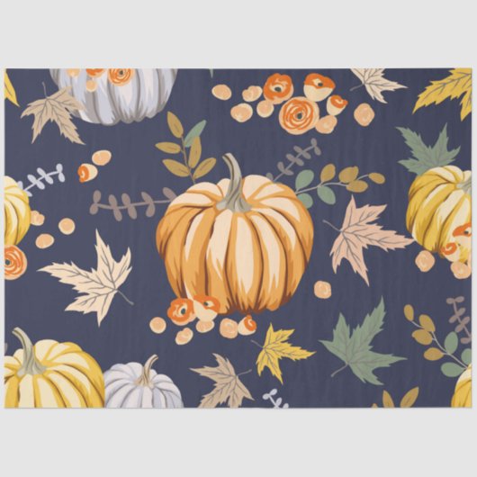 Blauw-pompoenpapier | Weefselpapier Tissuepapier (Voorkant)