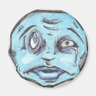 Blauw POO HEAD magnet