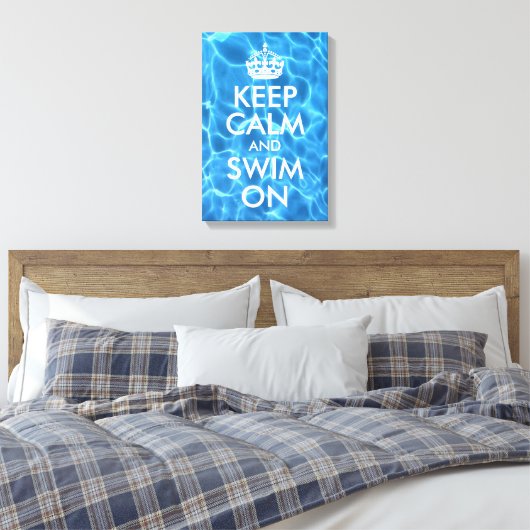 Blauw poolwater kalm houden en draaien aan canvas afdruk (Insitu (Slaapkamer))