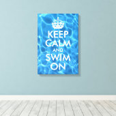 Blauw poolwater kalm houden en draaien aan canvas afdruk (Insitu (Houten vloer))