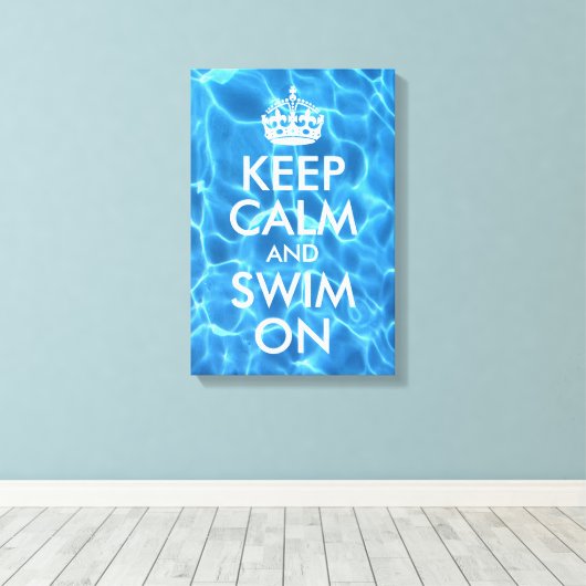 Blauw poolwater kalm houden en draaien aan canvas afdruk (Insitu (Houten vloer))