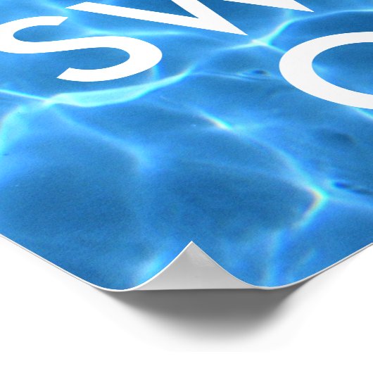Blauw poolwater kalm houden en draaien aan poster (Hoek)