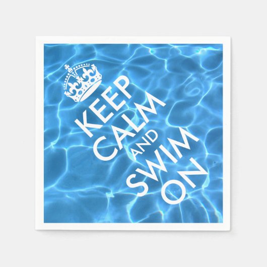 Blauw poolwater kalm houden en draaien aan servetten (Voorkant)