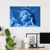 Blauw Pop Art-standbeeld van vrijheidsposter Poster (Thuiskantoor)