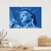 Blauw Pop Art-standbeeld van vrijheidsposter Poster (Keuken)