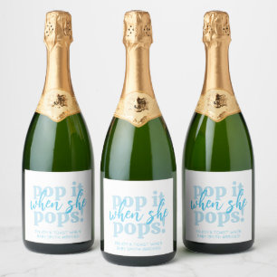 Blauw Pop Het Als Ze Popt Baby Shower Favor Sparkling Wijnetiket