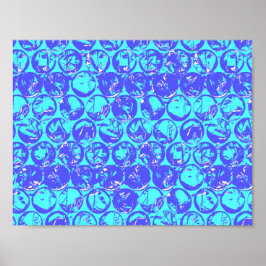 Blauw popart bubbelplastic poster