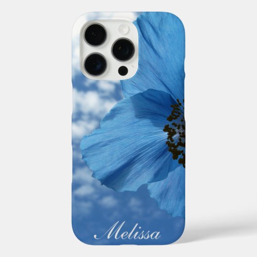 BLAUW POPPY Bloem Blauwe Hemel met Naam Case-Mate iPhone Case (Achterkant)