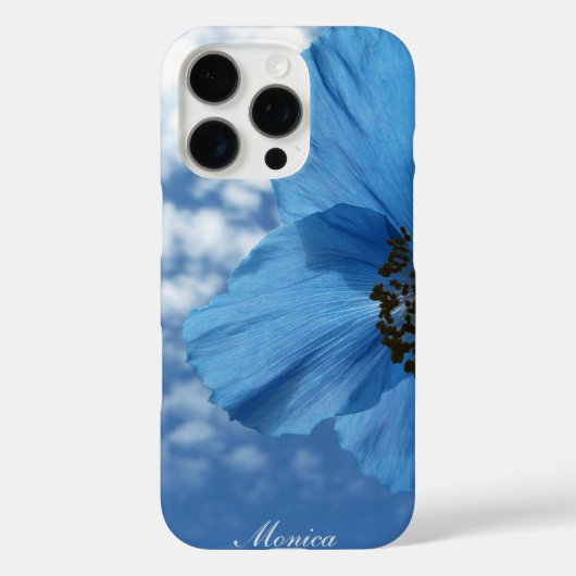 BLAUW POPPY Bloem Blauwe Hemel met Naam Case-Mate iPhone Case (Achterkant)