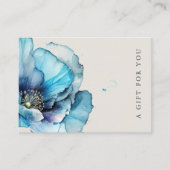 Blauw Poppy Floral Elegant Cadeaubon Visitekaartje (Voorkant)