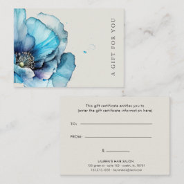 Blauw Poppy Floral Elegant Cadeaubon Visitekaartje