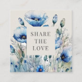 Blauw Poppy Floral Elegant Loyalty Kaart Vierkante Visitekaartje (Voorkant)