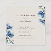 Blauw Poppy Flower Elegant Visitekaartje (Achterkant)