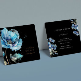 Blauw Poppy Flower Elegant Visitekaartje