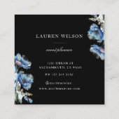Blauw Poppy Flower Elegant Visitekaartje (Achterkant)